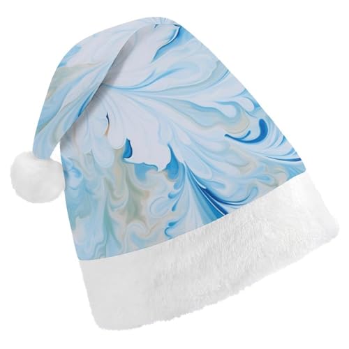 LMNGH Weihnachtsmütze für Erwachsene, Unisex, Plüsch, Weihnachtsmütze, blau und weiß, Weihnachtsmannmützen für Party, Urlaub von LMNGH