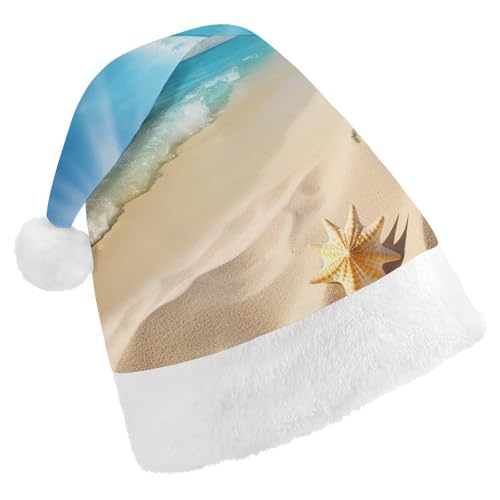 LMNGH Weihnachtsmütze für Erwachsene, Unisex, Plüsch, Weihnachtsmütze, heller Sonnenschein, Sommer, Strand, Nikolausmützen für Party, Urlaub von LMNGH