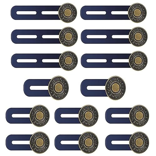 LMOGWL 14-teilige Taillenverlängerungshose Knopf, elastische Hosenverlängerungsknopf, verstellbare Hosentaillenverlängerung, Metall Jeans Bund Knopf Extender Set, Rock, Hemdknöpfe (6 lang, 8 kurz) von LMOGWL