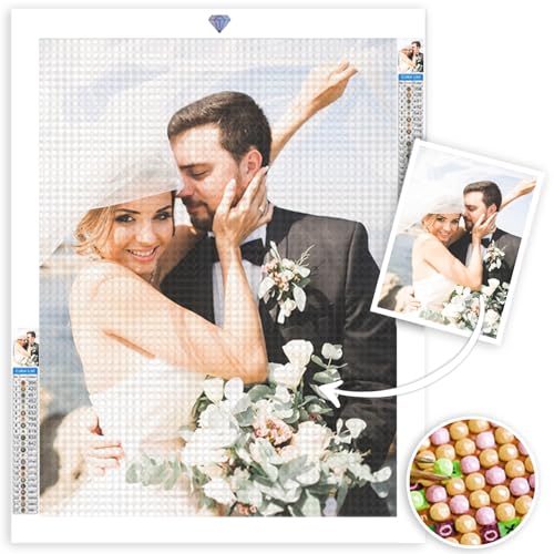 LMQJDZ Diamond Painting Bilder Eigenes Foto Personalisiert Benutzerdefiniertes Design 5D Diamant Erwachsene Kinder DIY Kreative Geschenk für die Wanddekoration zu Hause, Rund 30x50cm von LMQJDZ