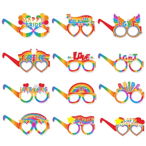 LMSHOWOWO Pride Dekorationen, LGBT Gay Pride Brille, Neuheit Party Brille, Regenbogen Party Foto Booth Requisiten, Kostüm Zubehör, Regenbogen Party Brillen, für Pride Month Pride Day von LMSHOWOWO