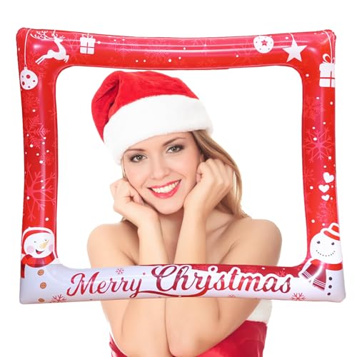 LMSHOWOWO Weihnachten Aufblasbarer Fotorahmen, Weihnachtsfeier Selfie Rahmen, Red Weihnachten Schneemann Aufblasbarer Bilderrahmen, Fotobox Weihnachten, für Männer Frauen Weihnachtsfeier Deko Neujahr von LMSHOWOWO