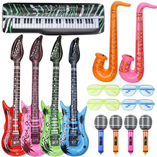 Aufblasbare Gitarre Saxophon Mikrofon Ballons Musikinstrument Ballons Foto Booth Props, Rock Star Ballons Party Supplies Bevorzugungen Dekorationen Zubehör Geburtstagsfest Karneval Geschenk von LNCOJOLM