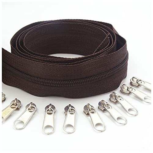 LNEMYQRS Reißverschluss 10 Meter 20 Reißverschlussabzieher Lange 3# 20 Farben Nylon-Spulen-Reißverschluss for DIY. Nähbekleidung Zubehör Zipper(Coffee 304) von LNEMYQRS