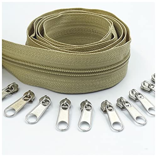 LNEMYQRS Reißverschluss 10 Meter 20 Reißverschlussabzieher Lange 3# 20 Farben Nylon-Spulen-Reißverschluss for DIY. Nähbekleidung Zubehör Zipper(Khaki 308) von LNEMYQRS