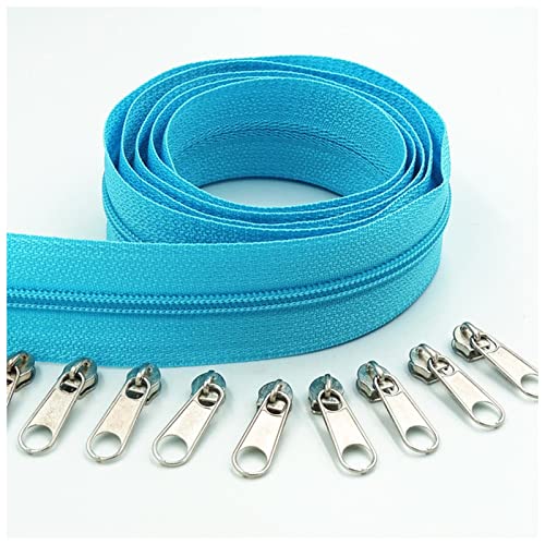 LNEMYQRS Reißverschluss 10 Meter 20 Reißverschlussabzieher Lange 3# 20 Farben Nylon-Spulen-Reißverschluss for DIY. Nähbekleidung Zubehör Zipper(Lake Blue 206) von LNEMYQRS