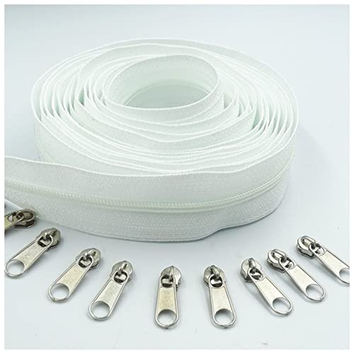 LNEMYQRS Reißverschluss 10 Meter 20 Reißverschlussabzieher Lange 3# 20 Farben Nylon-Spulen-Reißverschluss for DIY. Nähbekleidung Zubehör Zipper(White 101) von LNEMYQRS