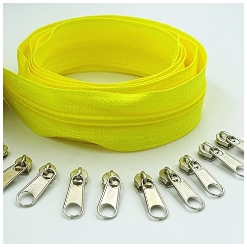 LNEMYQRS Reißverschluss 10 Meter 20 Reißverschlussabzieher Lange 3# 20 Farben Nylon-Spulen-Reißverschluss for DIY. Nähbekleidung Zubehör Zipper(Yellow 110) von LNEMYQRS