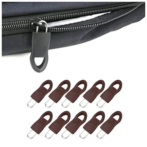 LNEMYQRS Reißverschluss 10 stücke Abnehmbare Zip Fixer Ersatz Zipper Tags Tabs Installieren Zange for Handtaschen Kleidung Gepäck Rucksäcke Jacken DIY. Handwerk Zipper(Brown 2.5x1.5cm) von LNEMYQRS