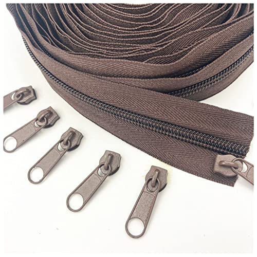 LNEMYQRS Reißverschluss 20 Meter Lange Zipper-Abzieher 5# Nylon-Spulen-Reißverschluss for DIY. Nähbekleidung Zubehör Zipper(Coffee 304) von LNEMYQRS