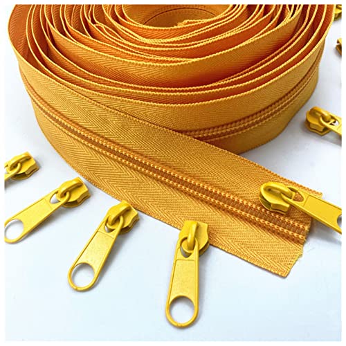 LNEMYQRS Reißverschluss 20 Meter Lange Zipper-Abzieher 5# Nylon-Spulen-Reißverschluss for DIY. Nähbekleidung Zubehör Zipper(Golden 111) von LNEMYQRS