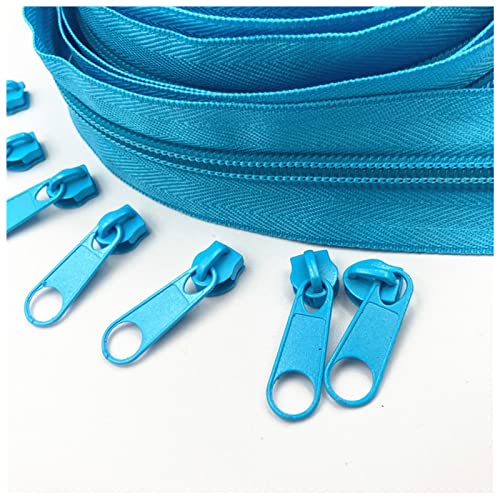 LNEMYQRS Reißverschluss 20 Meter Lange Zipper-Abzieher 5# Nylon-Spulen-Reißverschluss for DIY. Nähbekleidung Zubehör Zipper(Lake Blue 206) von LNEMYQRS