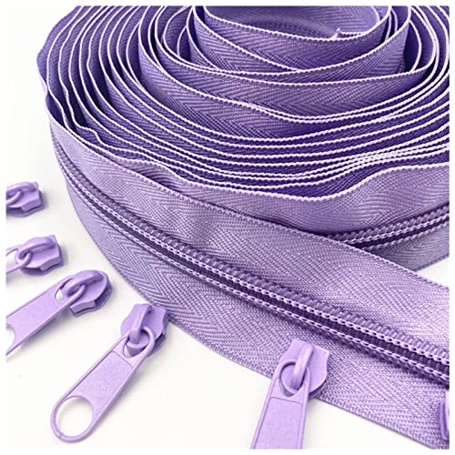 LNEMYQRS Reißverschluss 20 Meter Lange Zipper-Abzieher 5# Nylon-Spulen-Reißverschluss for DIY. Nähbekleidung Zubehör Zipper(Light Purple 166) von LNEMYQRS