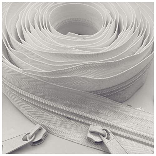 LNEMYQRS Reißverschluss 20 Meter Lange Zipper-Abzieher 5# Nylon-Spulen-Reißverschluss for DIY. Nähbekleidung Zubehör Zipper(White 101) von LNEMYQRS