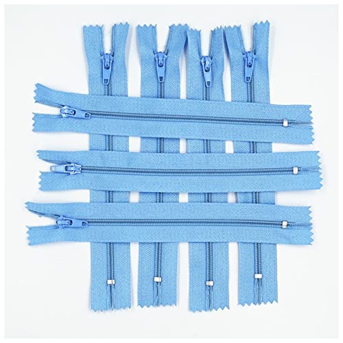 LNEMYQRS Reißverschluss 20 stücke (3-10 cm) 7,5-2 5 cm Geschlossener Nylon-Spulen-Reißverschluss for Kleidung geeignet Zipper(Light Blue,10cm) von LNEMYQRS