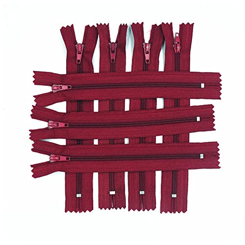 LNEMYQRS Reißverschluss 20 stücke (3-10 cm) 7,5-2 5 cm Geschlossener Nylon-Spulen-Reißverschluss for Kleidung geeignet Zipper(Red Wine,10cm) von LNEMYQRS