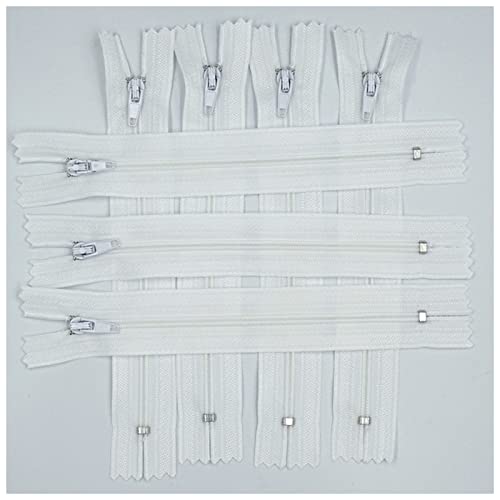 LNEMYQRS Reißverschluss 20 stücke (3-10 cm) 7,5-2 5 cm Geschlossener Nylon-Spulen-Reißverschluss for Kleidung geeignet Zipper(White,12.5cm) von LNEMYQRS