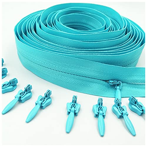 LNEMYQRS Reißverschluss 3# Unsichtbarer Nylon-Reißverschluss 5 Meter Langer Reißverschluss 10 Automatische Verriegelungsschieberegler for Kleidung Handtaschen Zipper(Lake Blue) von LNEMYQRS