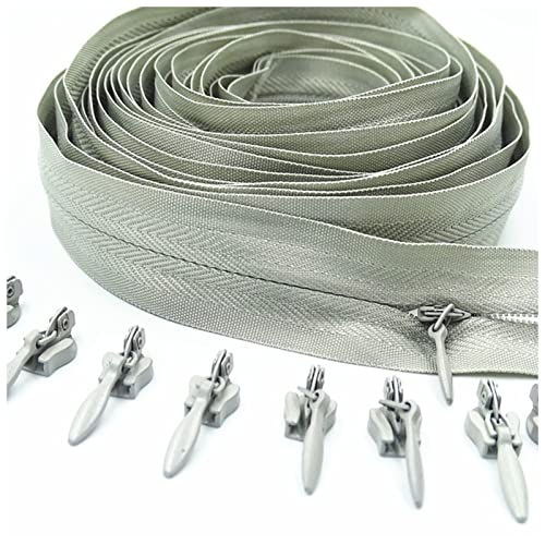 LNEMYQRS Reißverschluss 3# Unsichtbarer Nylon-Reißverschluss 5 Meter Langer Reißverschluss 10 Automatische Verriegelungsschieberegler for Kleidung Handtaschen Zipper(Light Grey) von LNEMYQRS