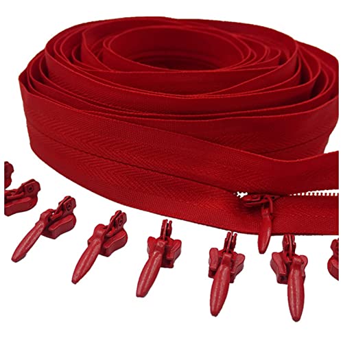 LNEMYQRS Reißverschluss 3# Unsichtbarer Nylon-Reißverschluss 5 Meter Langer Reißverschluss 10 Automatische Verriegelungsschieberegler for Kleidung Handtaschen Zipper(Red) von LNEMYQRS