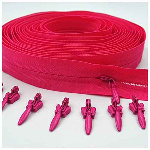 LNEMYQRS Reißverschluss 3# Unsichtbarer Nylon-Reißverschluss 5 Meter Langer Reißverschluss 10 Automatische Verriegelungsschieberegler for Kleidung Handtaschen Zipper(Rose red) von LNEMYQRS