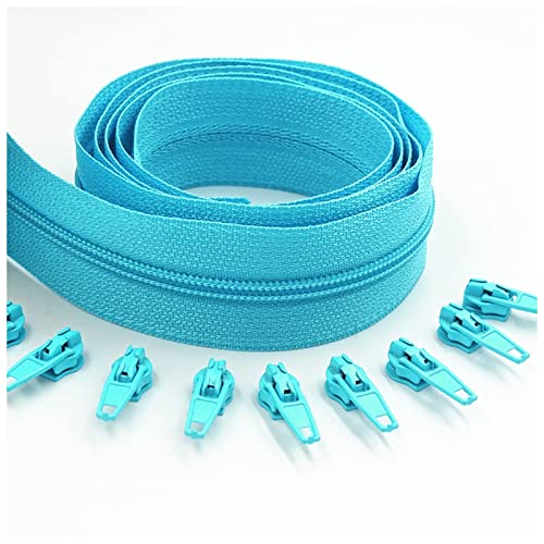 LNEMYQRS Reißverschluss 5 Meter Langer Reißverschluss 10 Auto-Verriegelungsschieber 5# Nylon-Reißverschluss for Kleidung Handtaschen verwendet Zipper(Lake Blue 206) von LNEMYQRS