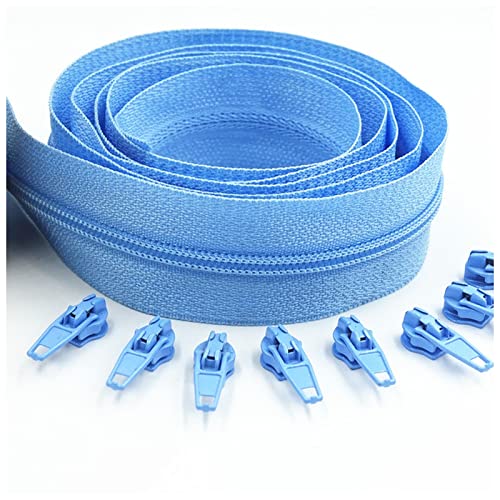 LNEMYQRS Reißverschluss 5 Meter Langer Reißverschluss 10 Auto-Verriegelungsschieber 5# Nylon-Reißverschluss for Kleidung Handtaschen verwendet Zipper(Light Blue 168) von LNEMYQRS