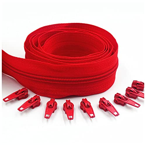 LNEMYQRS Reißverschluss 5 Meter Langer Reißverschluss 10 Auto-Verriegelungsschieber 5# Nylon-Reißverschluss for Kleidung Handtaschen verwendet Zipper(Red 162) von LNEMYQRS