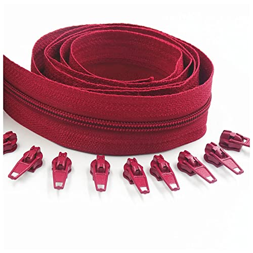 LNEMYQRS Reißverschluss 5 Meter Langer Reißverschluss 10 Auto-Verriegelungsschieber 5# Nylon-Reißverschluss for Kleidung Handtaschen verwendet Zipper(Red Wine 163) von LNEMYQRS