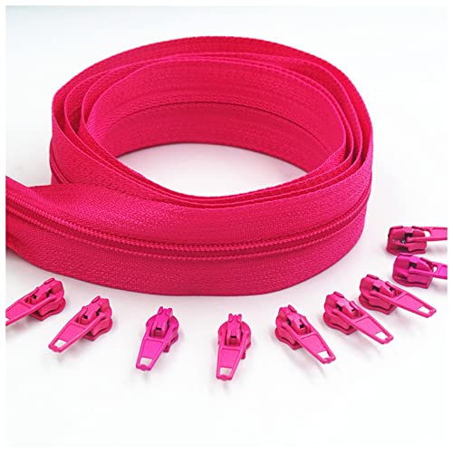 LNEMYQRS Reißverschluss 5 Meter Langer Reißverschluss 10 Auto-Verriegelungsschieber 5# Nylon-Reißverschluss for Kleidung Handtaschen verwendet Zipper(Rose red 144) von LNEMYQRS