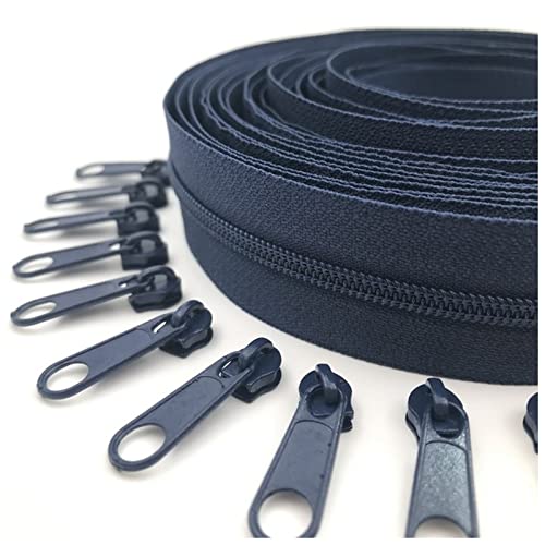 LNEMYQRS Reißverschluss 5 Meter Reißverschluss von den Yard Nylon-Spulen-Reißverschlüssen mit 10pcs-Reißverschluss-Schieberegler for Geldbörsen, Taschen und andere Nähprojekte Zipper(330 Dark Blue) von LNEMYQRS