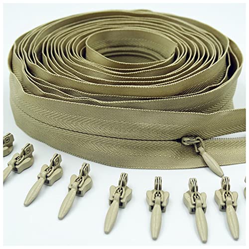 LNEMYQRS Reißverschluss Unsichtbares Nylon 3# Reißverschluss 10 Meter Langer Reißverschluss 20 Automatische Schieberegler for Kleidung Handtaschen Zipper(Khaki) von LNEMYQRS