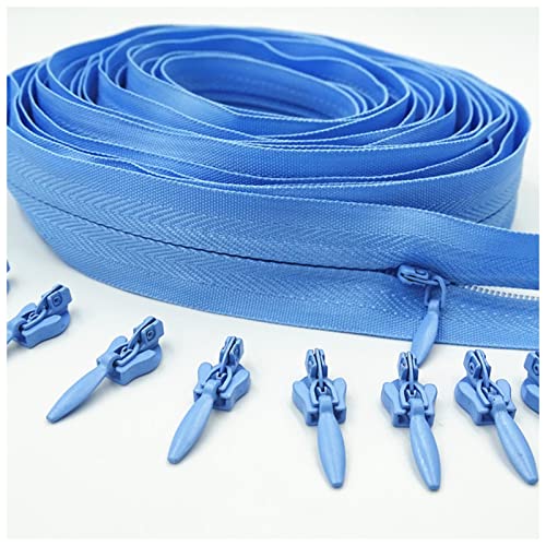 LNEMYQRS Reißverschluss Unsichtbares Nylon 3# Reißverschluss 10 Meter Langer Reißverschluss 20 Automatische Schieberegler for Kleidung Handtaschen Zipper(Light Blue) von LNEMYQRS