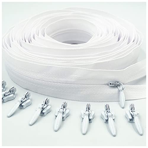 LNEMYQRS Reißverschluss Unsichtbares Nylon 3# Reißverschluss 10 Meter Langer Reißverschluss 20 Automatische Schieberegler for Kleidung Handtaschen Zipper(White) von LNEMYQRS