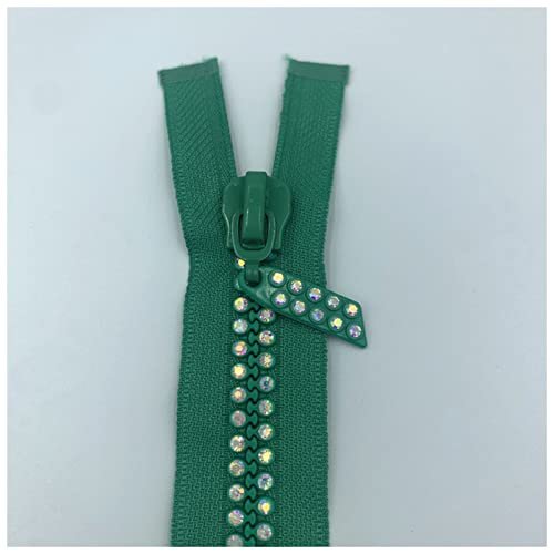 Reißverschluss 2-10 stücke 24inch, 60cm Dual-Strang Tschechische Kristallreißverschlüsse Ab Kristallrhinestone Trennverschlüsse Basiskleid Colthes-Nähen Zipper(Green,10pcs) von LNEMYQRS