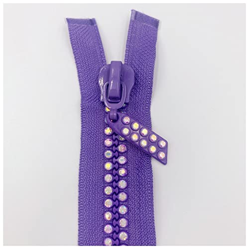 Reißverschluss 2-10 stücke 24inch, 60cm Dual-Strang Tschechische Kristallreißverschlüsse Ab Kristallrhinestone Trennverschlüsse Basiskleid Colthes-Nähen Zipper(Purple,10pcs) von LNEMYQRS