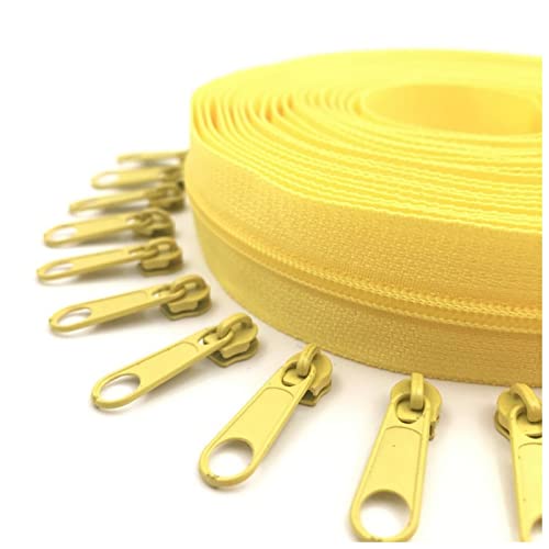 Reißverschluss 5 Meter Reißverschluss von den Yard Nylon-Spulen-Reißverschlüssen mit 10pcs-Reißverschluss-Schieberegler for Geldbörsen, Taschen und andere Nähprojekte Zipper(110 Lemon Yellow) von LNEMYQRS