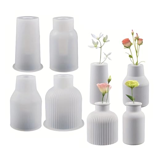 LNGJIN Blumenvase Silikonformen, 4 Stück Vase Silicone Mould, DIY Vases Resin Formen, Handgefertigte Silikonform, Epoxidharz Formen Moulds, Zur Herstellung von Vasen von LNGJIN