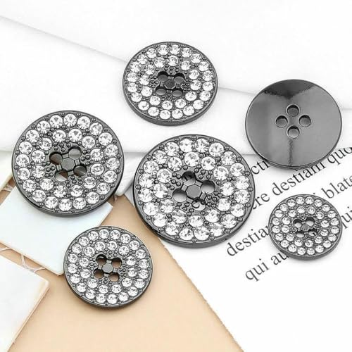 10 Stück Metallknöpfe für Mantel, Anzug, Pullover, modische Dekoration, hochwertige Diamant-Strass-Knopf-Zubehör, 10 Stück, Schwarz, 20 mm 10 Stück Metallknöpfe für Mantel, Anzug, Pullover, modische Dekoration, hochwertige Diamant-Strass-Knopf-Zubehör, 10 Stück, Schwarz, 20 mm von LNHBZ