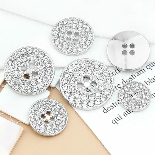 10 Stück Metallknöpfe für Mantel, Anzug, Pullover, modische Dekoration, hochwertige Diamant-Strass-Knopf-Zubehör, 10 Stück Silber, 23,0 mm 10 Stück Metallknöpfe für Mantel, Anzug, Pullover, modische Dekoration, hochwertige Diamant-Strass-Knopf-Zubehör, 10 Stück Silber, 23,0 mm von LNHBZ