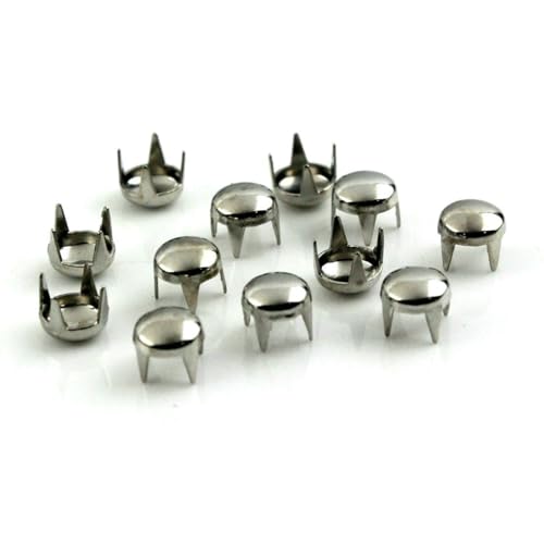 100 Sets 2–6 mm Metall-Rundkappen-Krallennieten Nieten für Lederhandwerk, Taschen, Gürtel, Kleidungsstücke, Schuhe, Kragen, Dekorationszubehör, 13 Größen, Silber, 6 mm 100 Sets 2–6 mm Metall-Rundkappen-Krallennieten Nieten für Lederhandwerk, Taschen, Gürtel, Kleidungsstücke, Schuhe, Kragen, Dekorationszubehör, 13 Größen, Silber, 6 mm von LNHBZ