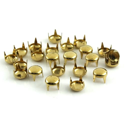 100 Sets 2–6 mm Metall-Rundkappen-Krallennieten Nieten für Lederhandwerk, Taschen, Gürtel, Kleidungsstücke, Schuhe, Kragen, Dekorzubehör, 13 Größen, Hellgold, 3,0 mm 100 Sets 2–6 mm Metall-Rundkappen-Krallennieten Nieten für Lederhandwerk, Taschen, Gürtel, Kleidungsstücke, Schuhe, Kragen, Dekorzubehör, 13 Größen, Hellgold, 3,0 mm von LNHBZ