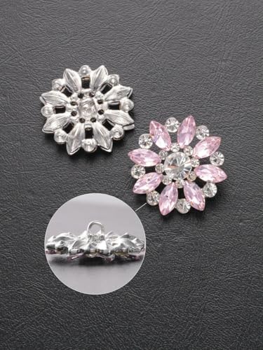 4 Stück/Beutel mit luxuriösen, ausgehöhlten Strasssteinen mit Blumenmotiv, Metallknöpfe, für Kleidung, Taschen, Schuhe, Hüte, Schmuckzubehör – Pink – 19 mm – 4 Stück 4 Stück/Beutel mit luxuriösen, ausgehöhlten Strasssteinen mit Blumenmotiv, Metallknöpfe, für Kleidung, Taschen, Schuhe, Hüte, Schmuckzubehör – Pink – 19 mm – 4 Stück von LNHBZ