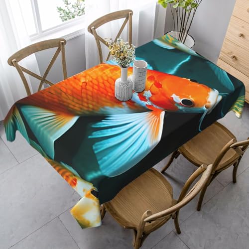 LNNIUK Rechteckige Tischdecke mit japanischem Koi-Fisch-Druck, Küchentischdecke für Esszimmer, Party, Bauernhaus, Picknick im Freien von LNNIUK