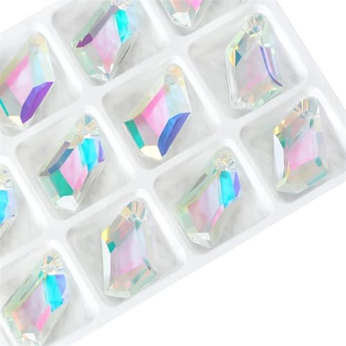 Crystal Kunststoffperlen 12Pcs Kristall Geometrische Anhänger Glas Lose Perlen Charms Strass for DIY Ohrring Halskette Schmuck Zubehör(Clear) von LNNXSZ