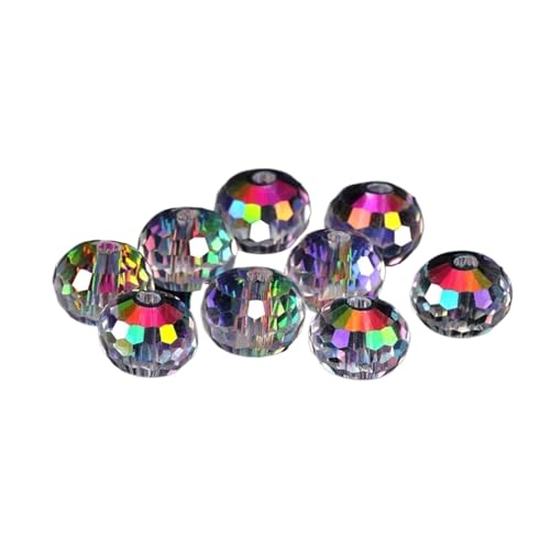 Crystal Kunststoffperlen 6 mm 8 mm 96 Kristallperlen, facettiert, rund, lose Distanzperlen, Strasssteine, for Schmuckherstellung, DIY, Halskette, Armband, Ohrringe(Multi-colored1,6mm-100pcs) von LNNXSZ