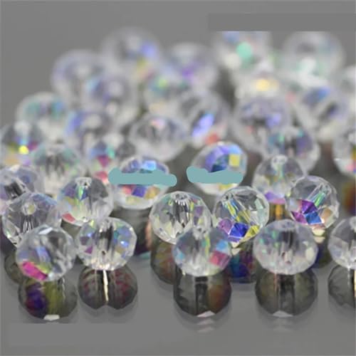 Crystal Kunststoffperlen Goldene Farben, 4 x 6 mm, 50 Stück, facettierte Kristallglasperlen, lose Abstandshalter, runde Perlen for die Schmuckherstellung(White) von LNNXSZ