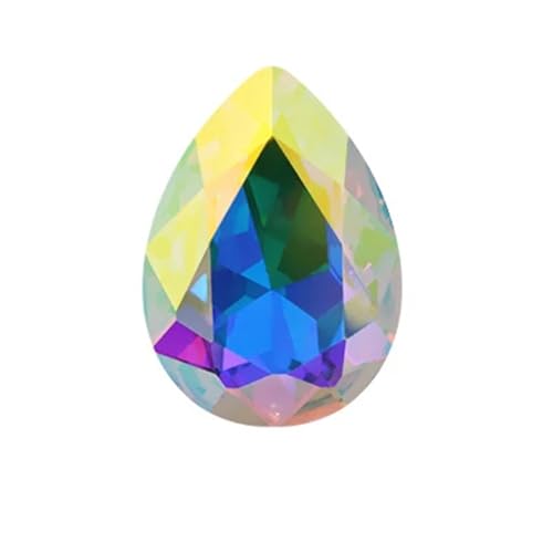 Crystal Kunststoffperlen Wassertropfenförmiges Kristallglas for Aufnähen von Strasssteinen, DIY-Kleidung, Schmuckherstellung, Zubehör(AB Multicolor,10x14mm 50pcs) von LNNXSZ