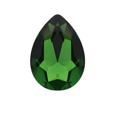 Crystal Kunststoffperlen Wassertropfenförmiges Kristallglas for Aufnähen von Strasssteinen, DIY-Kleidung, Schmuckherstellung, Zubehör(Dark Green,10x14mm 50pcs) von LNNXSZ