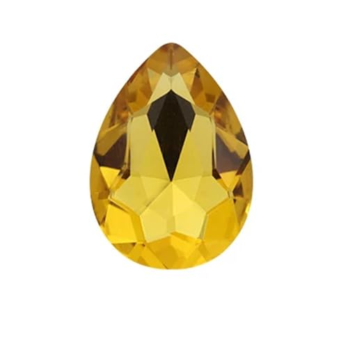 Crystal Kunststoffperlen Wassertropfenförmiges Kristallglas for Aufnähen von Strasssteinen, DIY-Kleidung, Schmuckherstellung, Zubehör(Gold Yellow,10x14mm 50pcs) von LNNXSZ